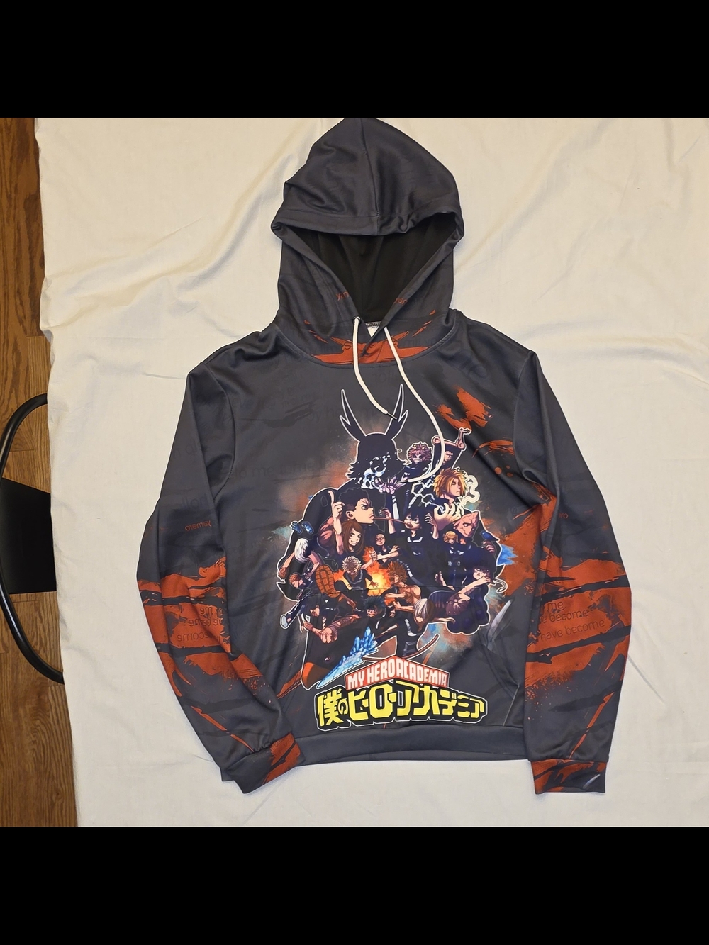 My Hero Academia Graphic Hoodie - Dark Gray with Red Accents XL